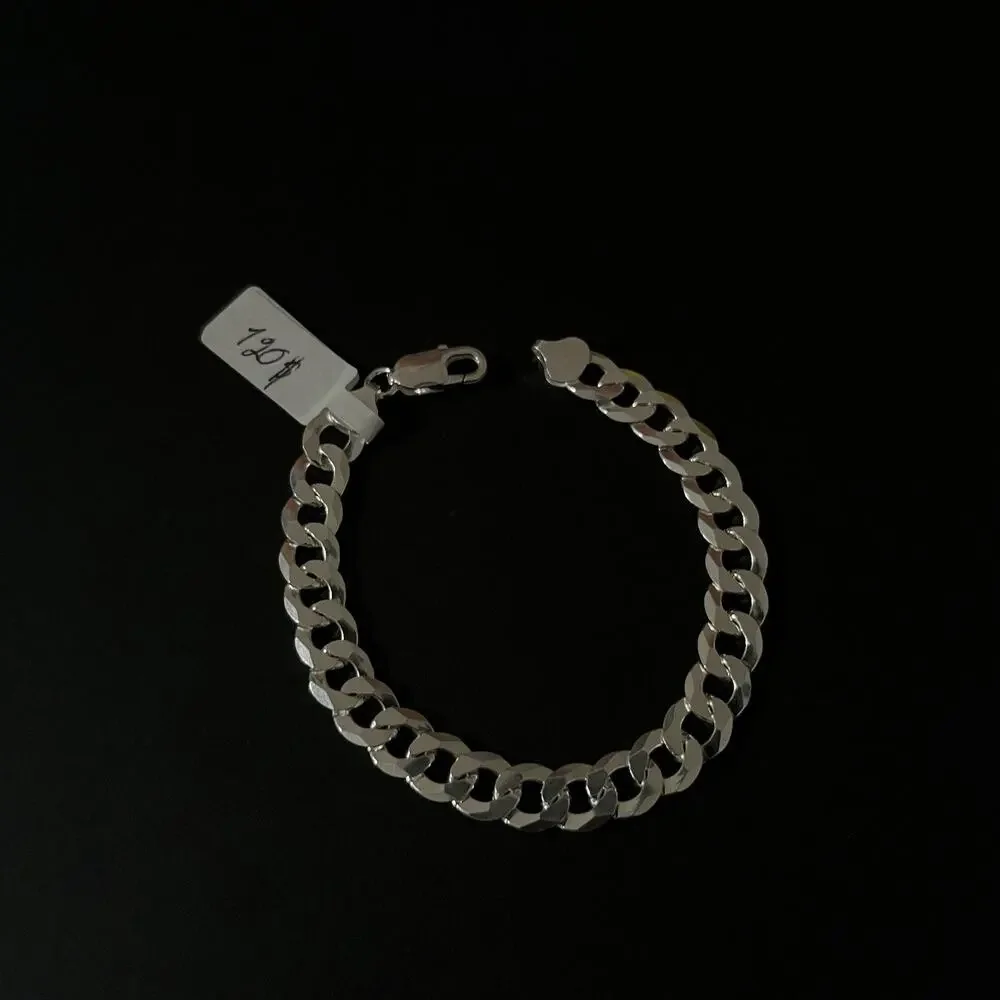 Esclava De Plata 925 Con Tejido Cubano, 925 Silver Bracelet 8 Inch